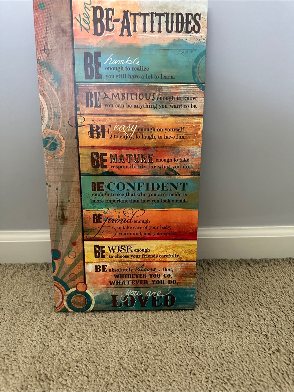 Inspirational 'Be-Attitudes' Multicolor Wall Plaque